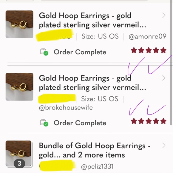 Gold Hoop Earrings -  sterling silver vermeil round earrings - Picture 2 of 8